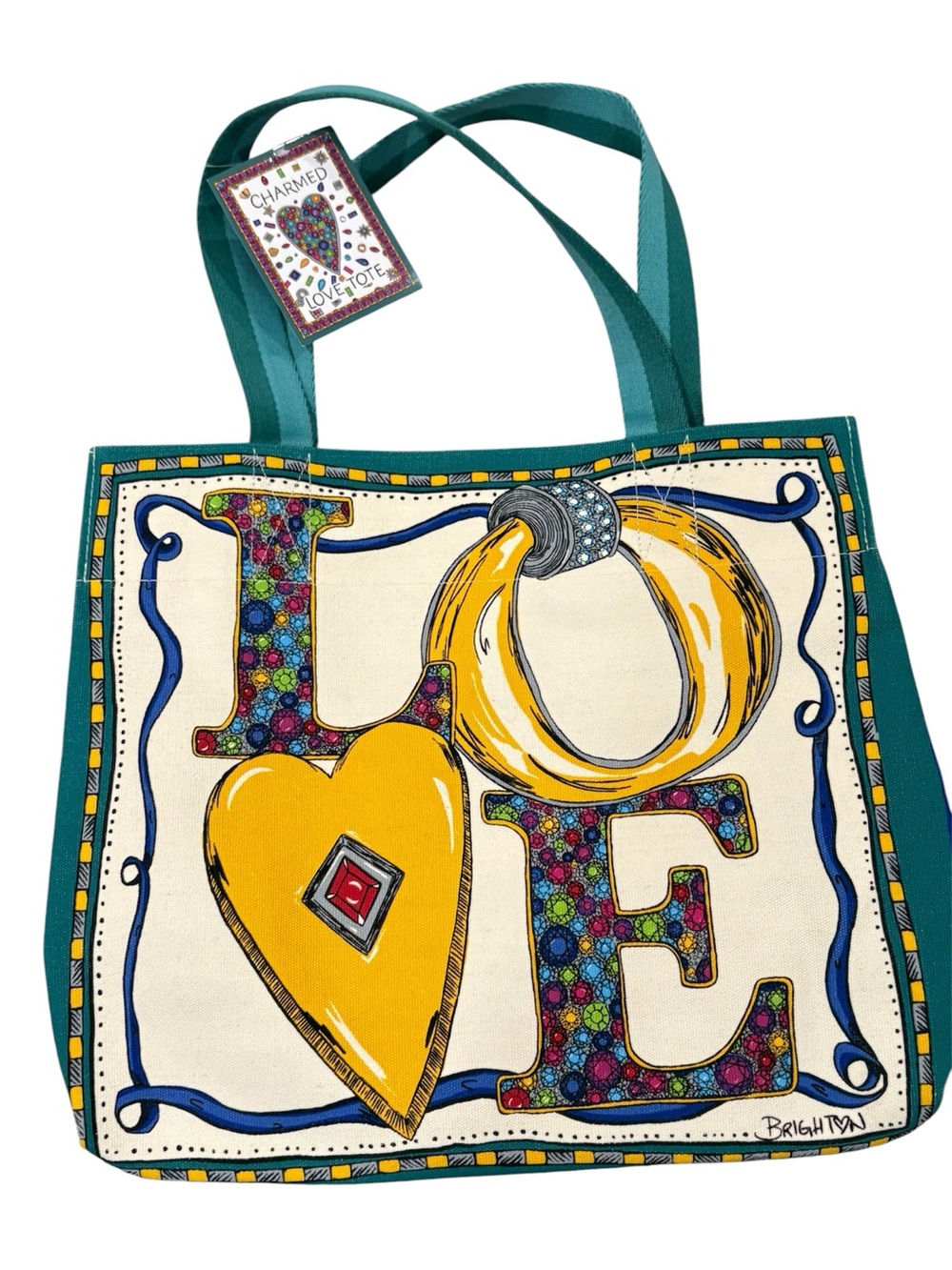 Brighton Women Tote Bag Charmed Love Canvas Shoulder Bag Large Tote NWT